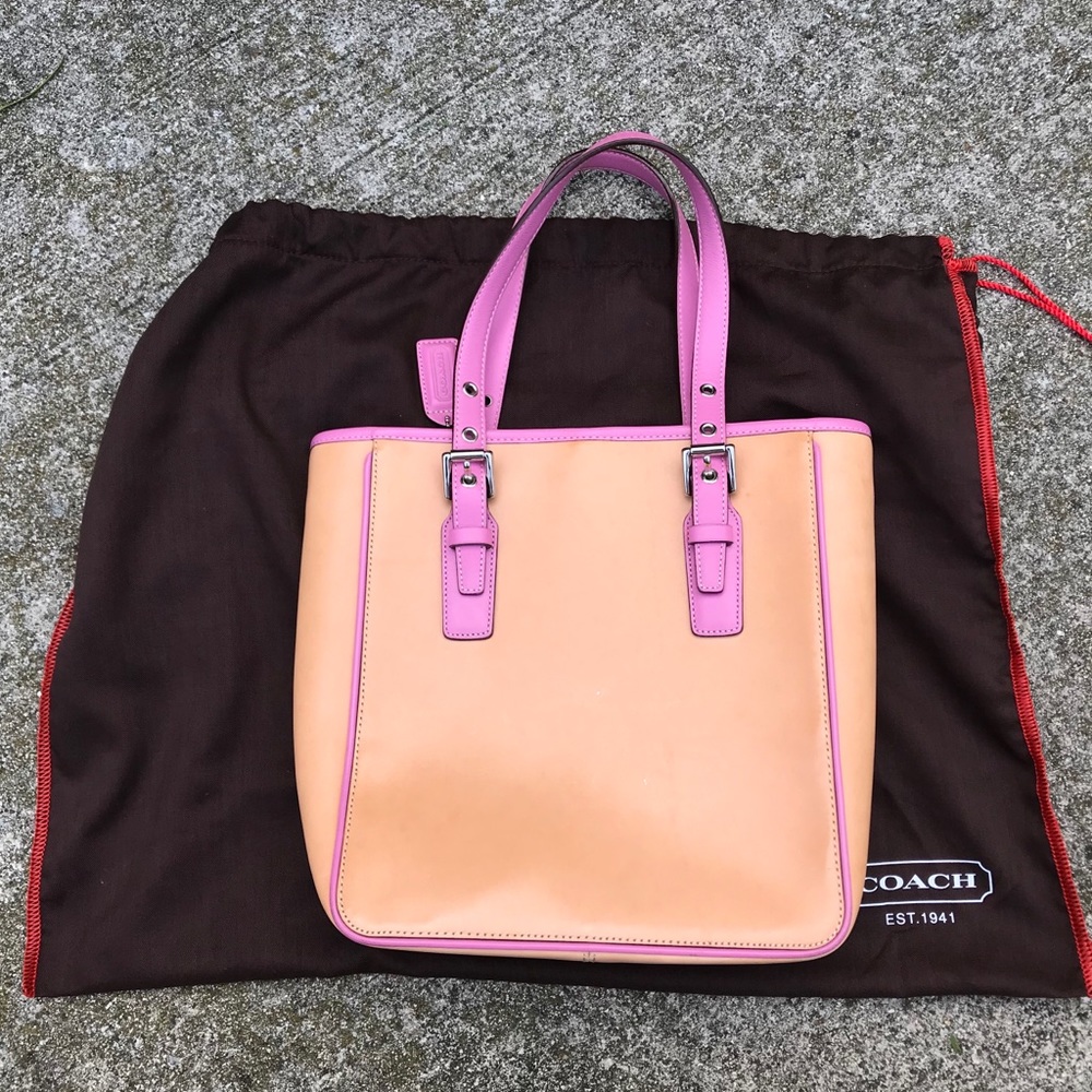 Vintage Coach Nude & Pink tote bag with dustbag